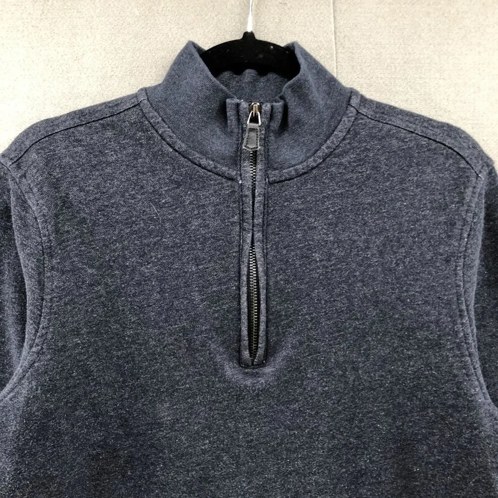 Banana Republic 1/4 Zip Sweatshirt Mens M Navy Blue 100% Cotton Fleece Pullover‎